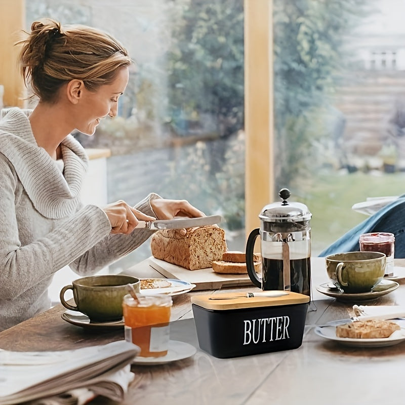 Ceramic Butter Dish With Bamboo Lid