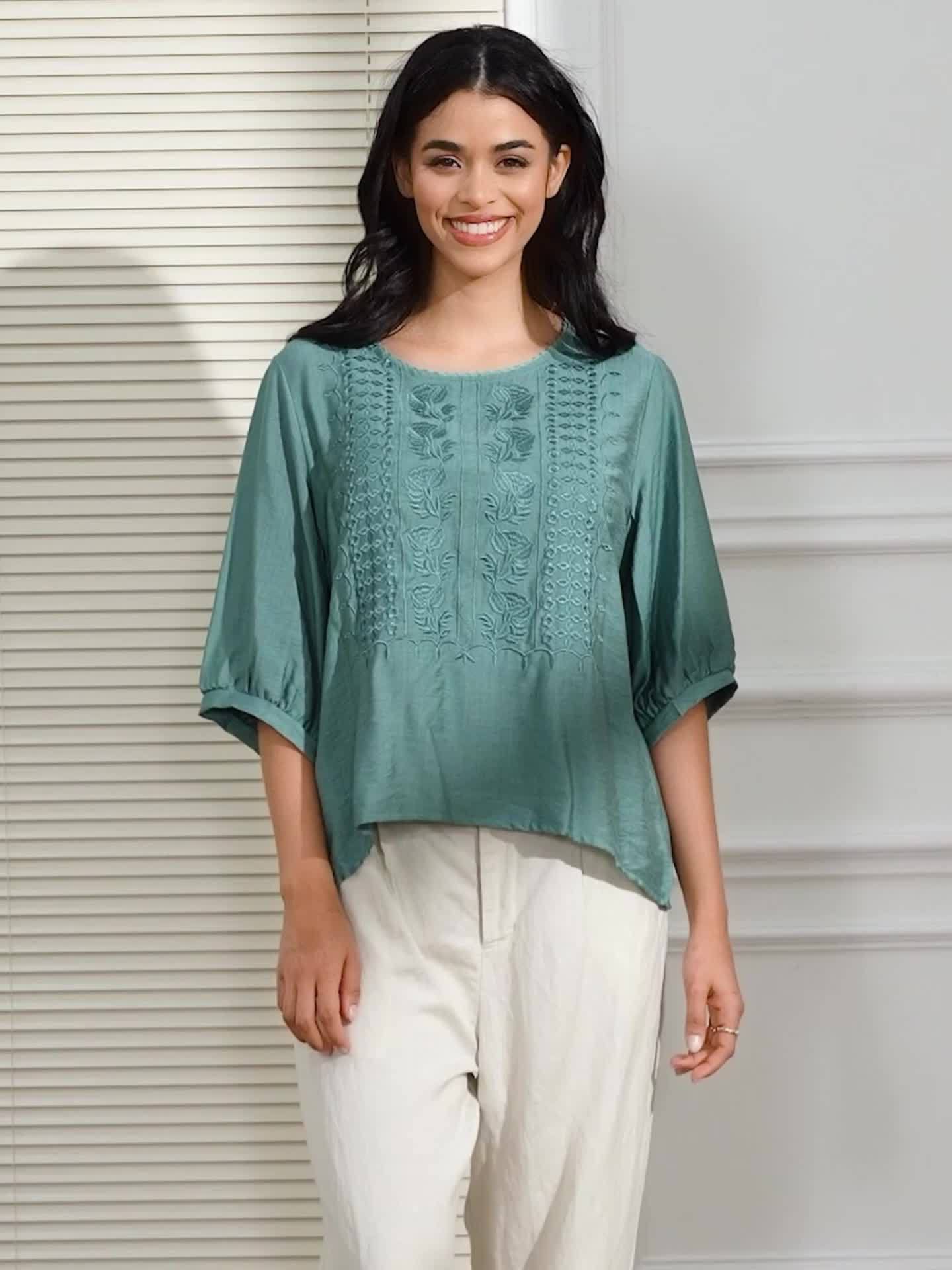 Women's Embroidered Cotton T-Shirt Various Colors