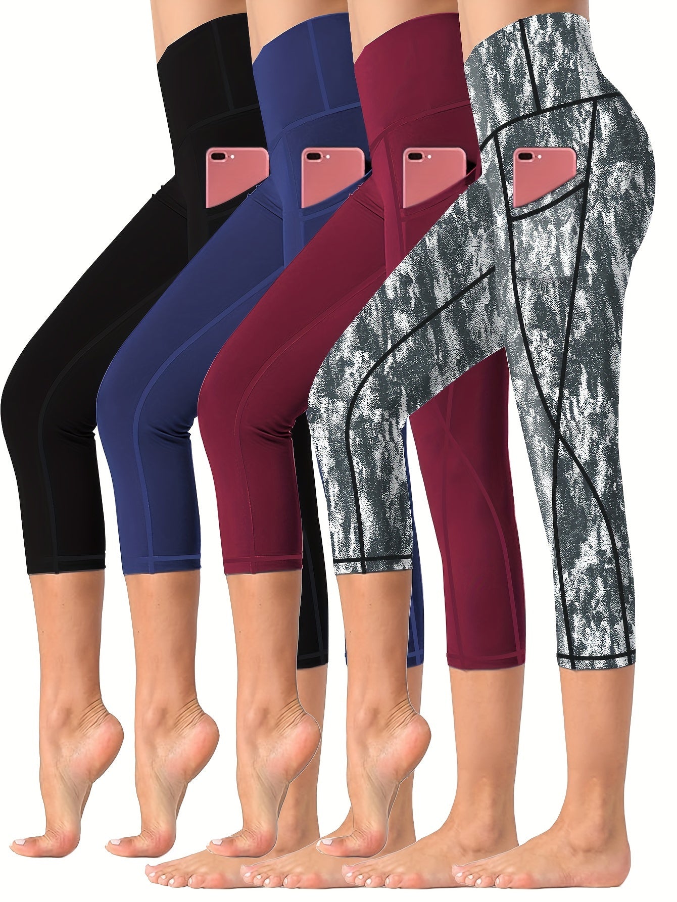 High-Waisted Yoga Capris with Pockets