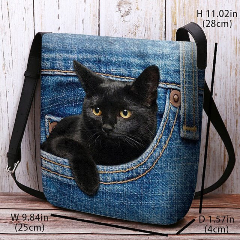 Cat Peeking Pocket Crossbody Bag