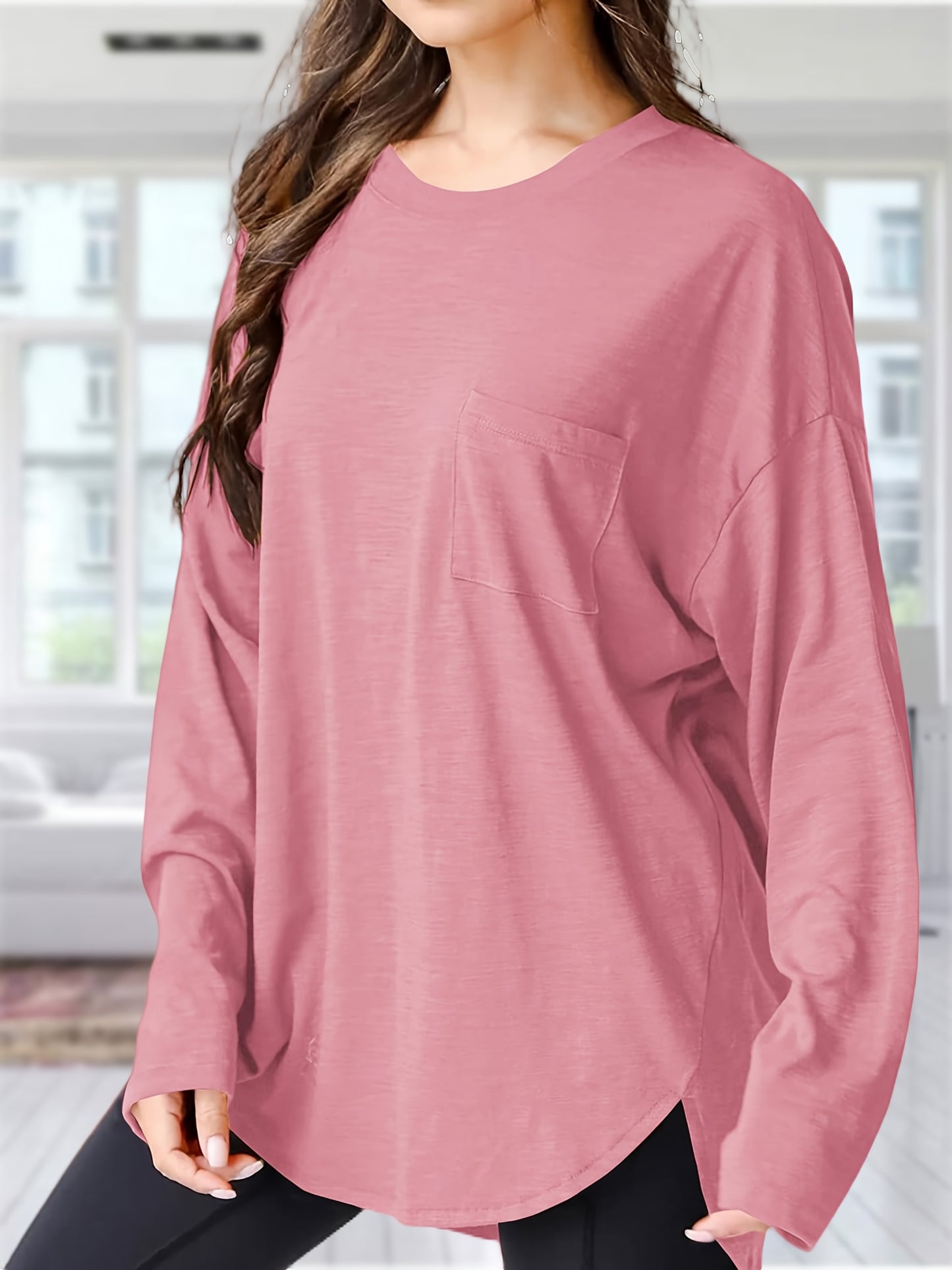 Women's Oversized Black Long Sleeve T-Shirt