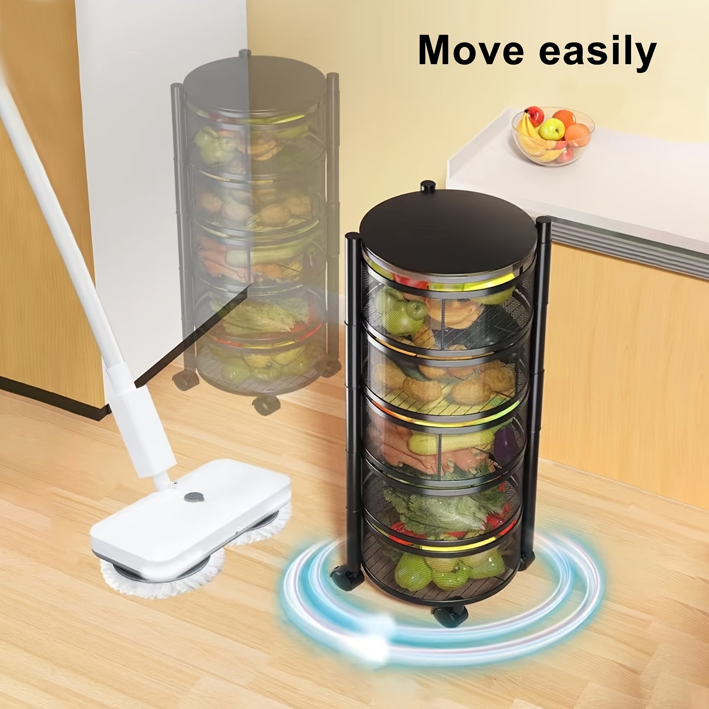 Metal Rotating Fruit And Vegetable Storage Rack