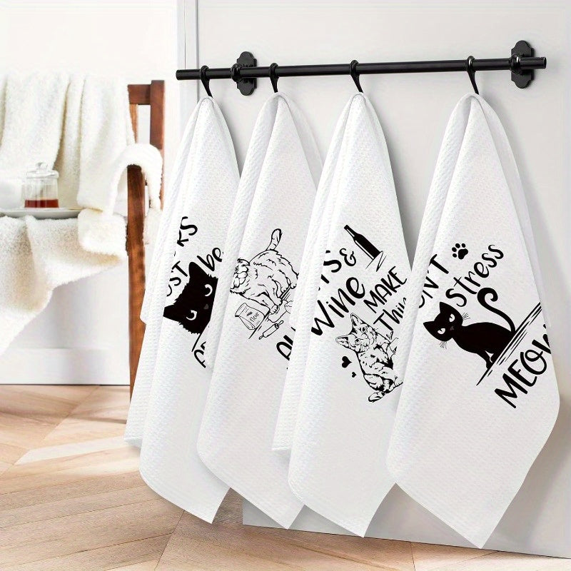 Modern Cartoon Cat Kitchen Towels Set