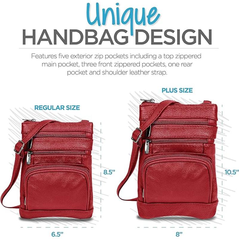Genuine Leather Crossbody Handbag in Multiple Colors