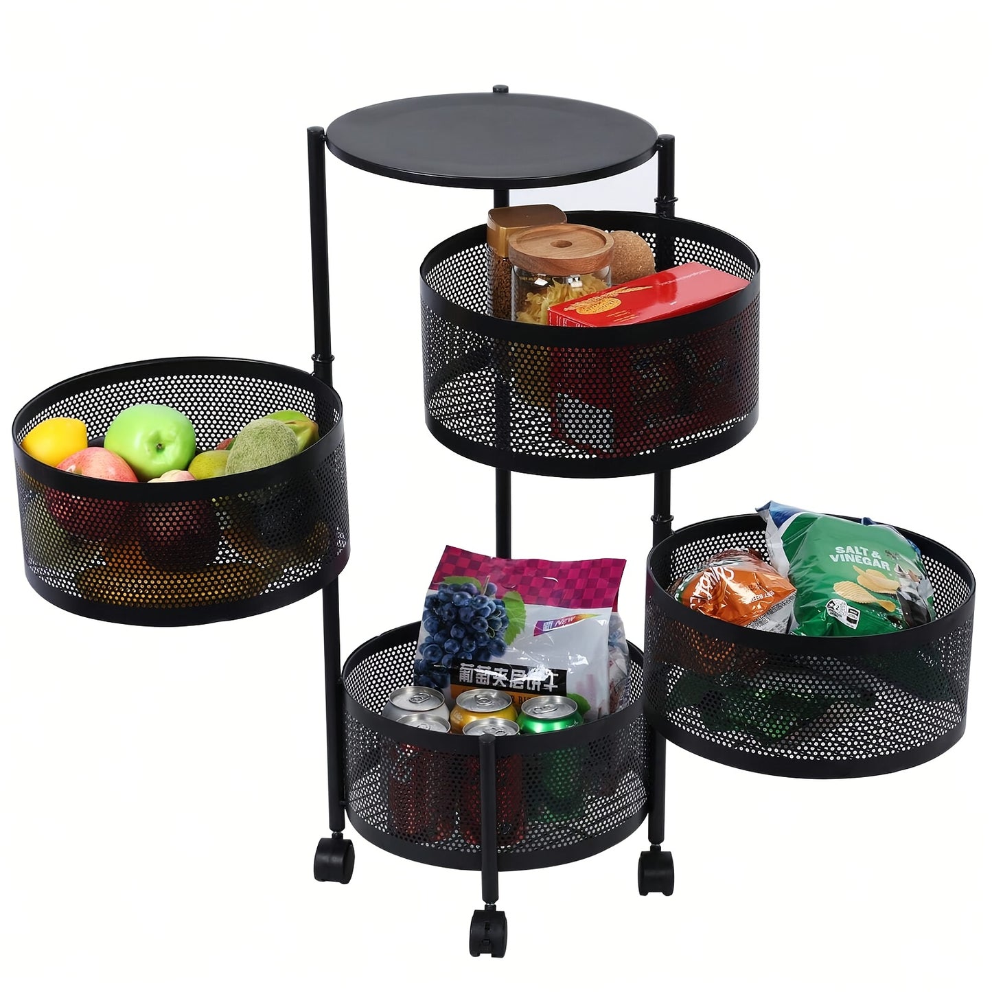 Metal Rotating Fruit And Vegetable Storage Rack