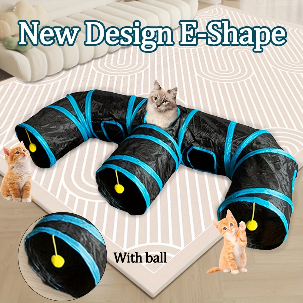 E-Shaped Cat Tunnel With Ball Wand