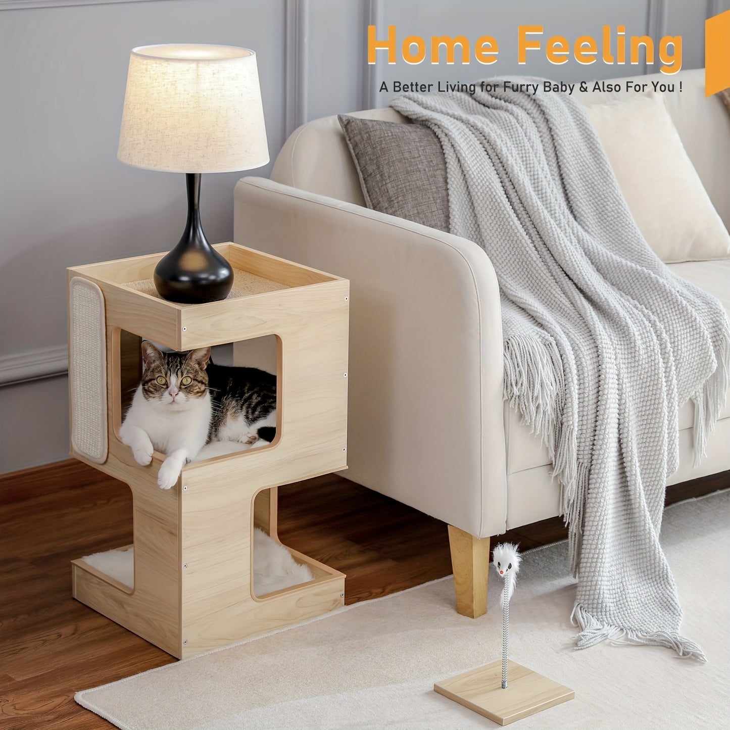 Small Modern Cat Tree With Toy