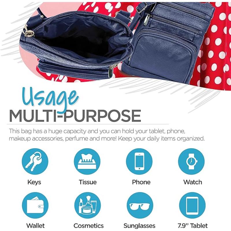 Genuine Leather Crossbody Handbag in Multiple Colors
