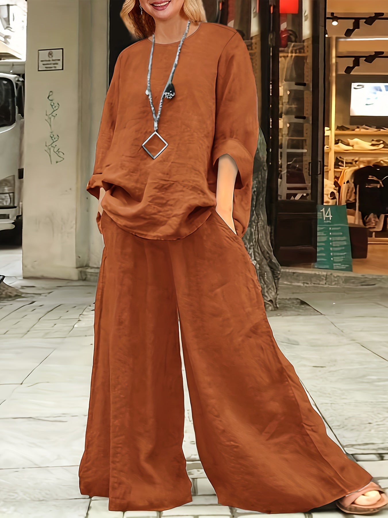 Plus Size Casual Pants Set for Spring
