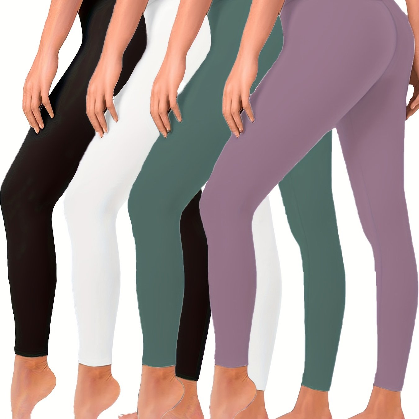 High Waisted Butt Lift Leggings 4 Pack