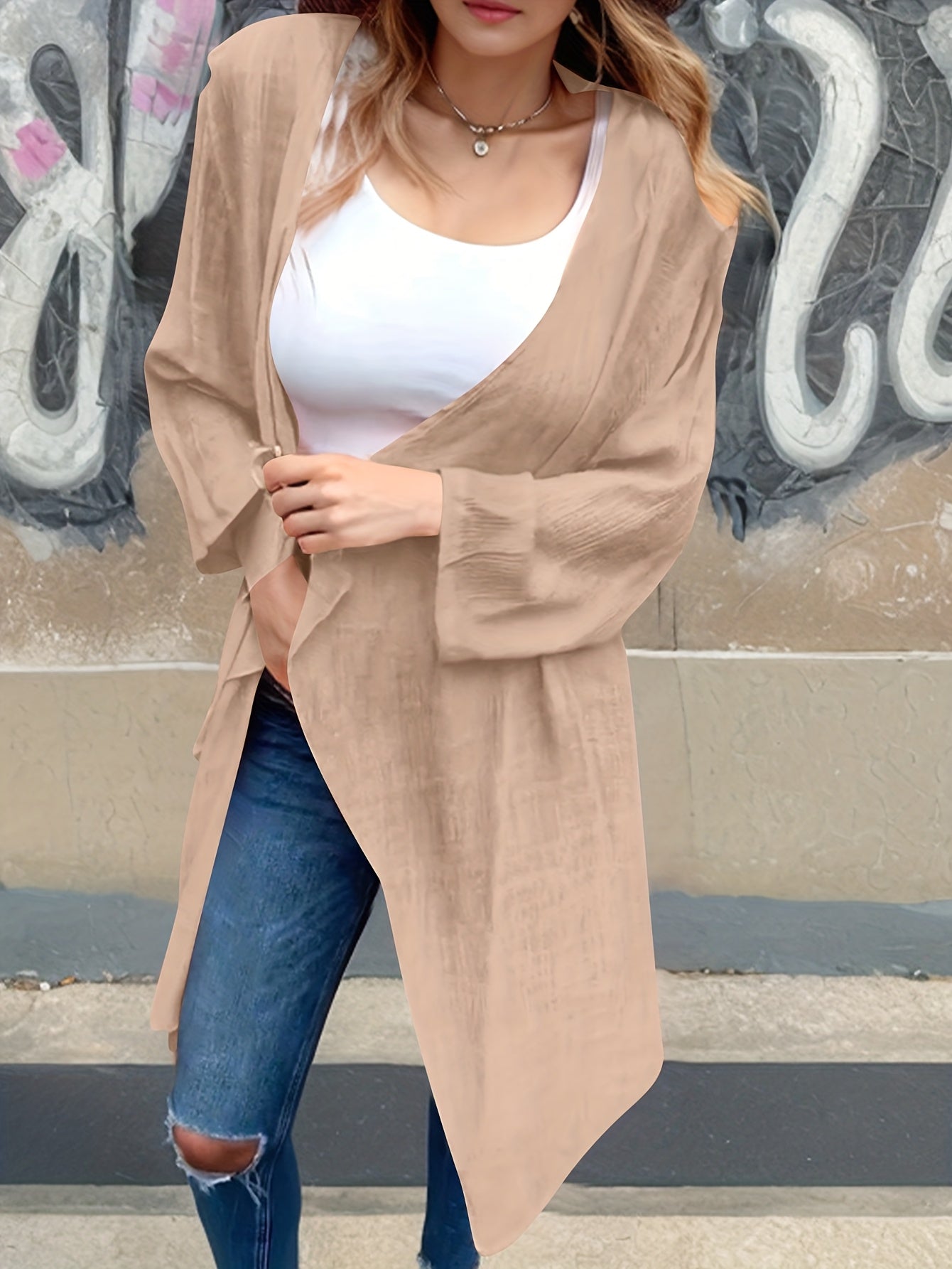 Women's Elegant Linen Long Cardigan