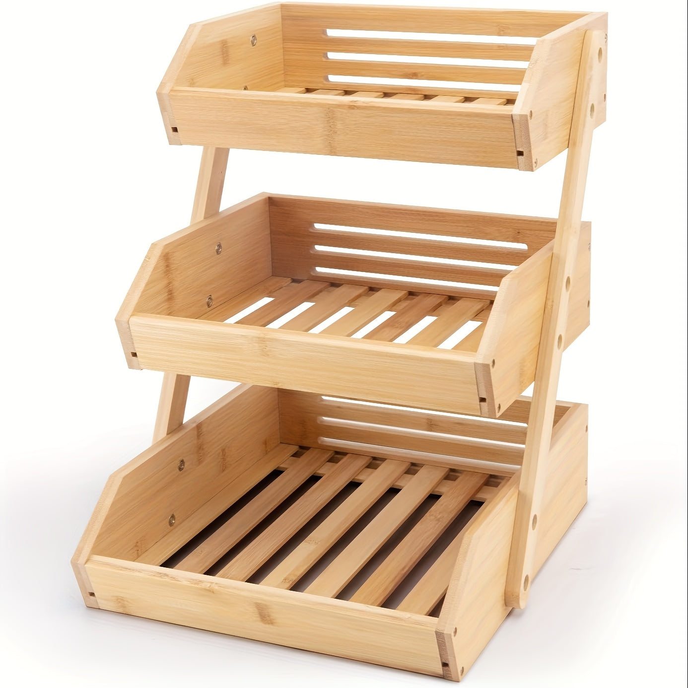 Bamboo Fruit Basket Stand for Kitchen Organization