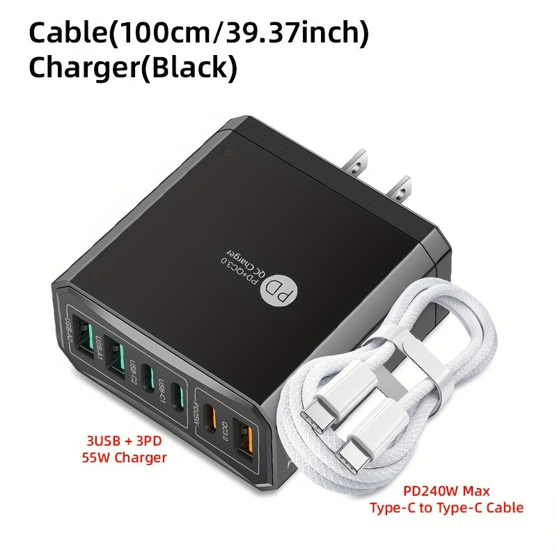 6 Ports Fast Charging Adapter and Cable Set