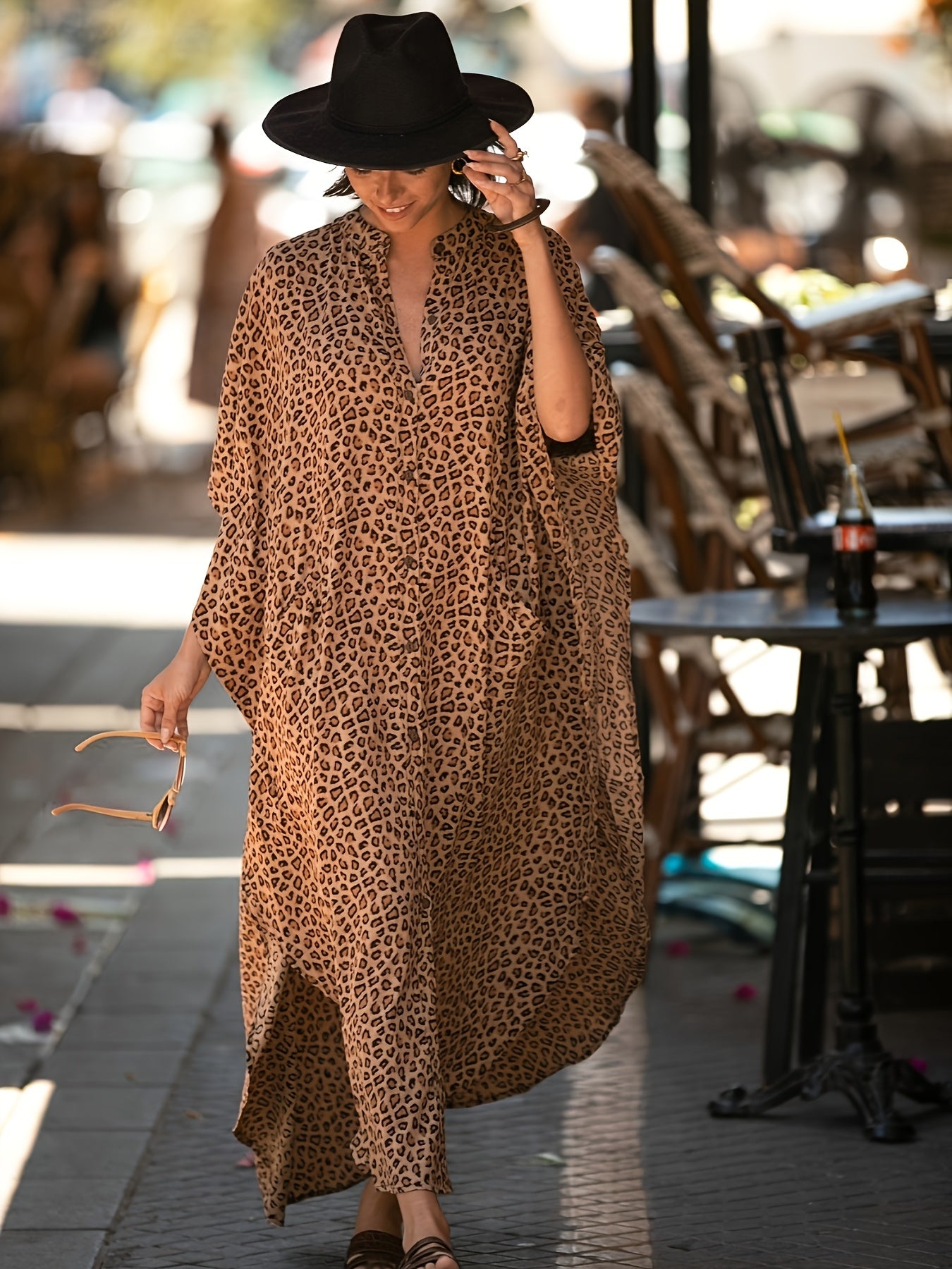 Plus Size Cheetah Kaftan Swim Cover Up