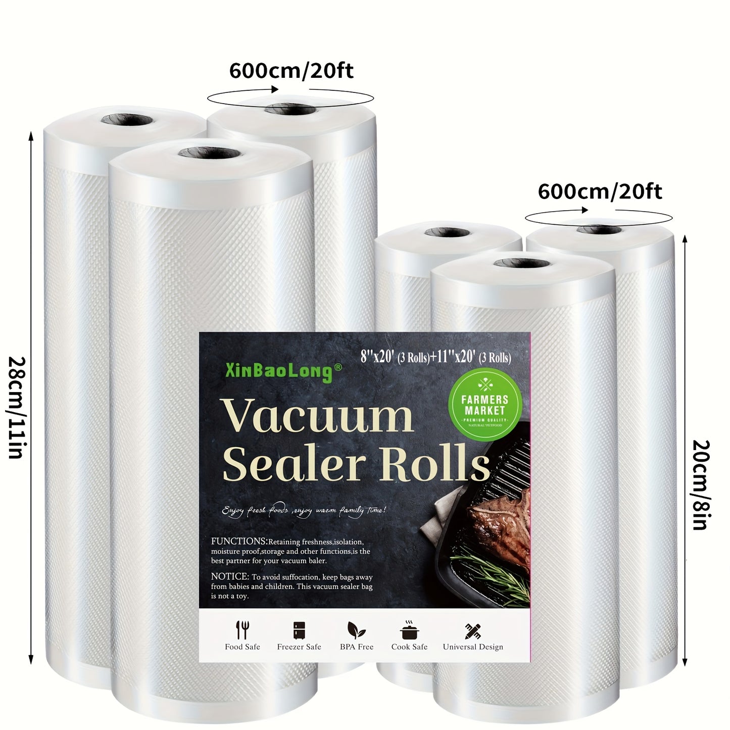 BPA-Free Vacuum Sealer Bags 6-Pack