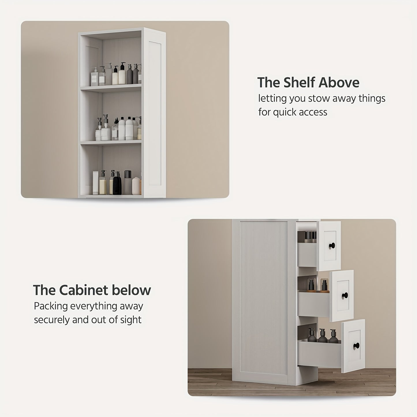 Tall Bathroom Cabinet with Adjustable Locking Shelves