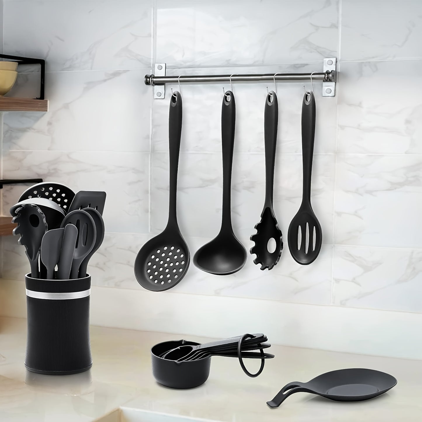 Silicone Cooking Utensils Set with Holder