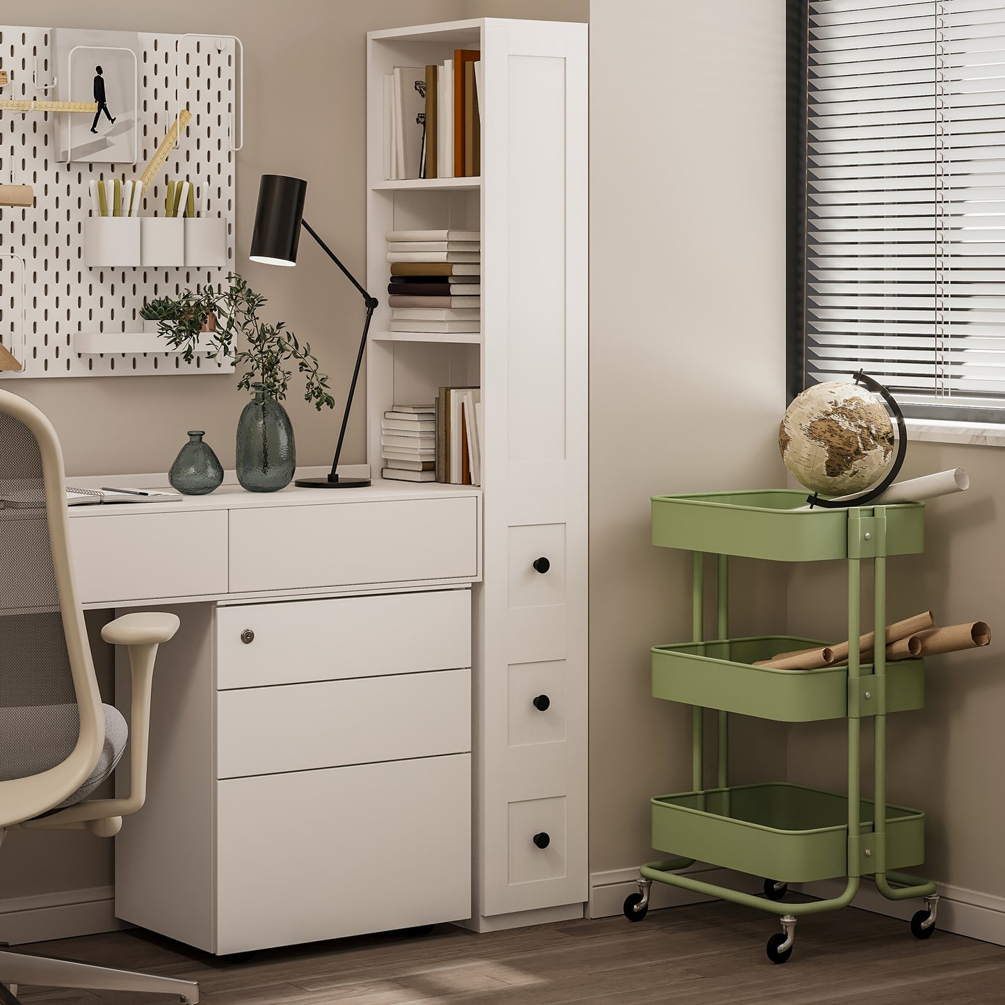 Tall Bathroom Cabinet with Adjustable Locking Shelves