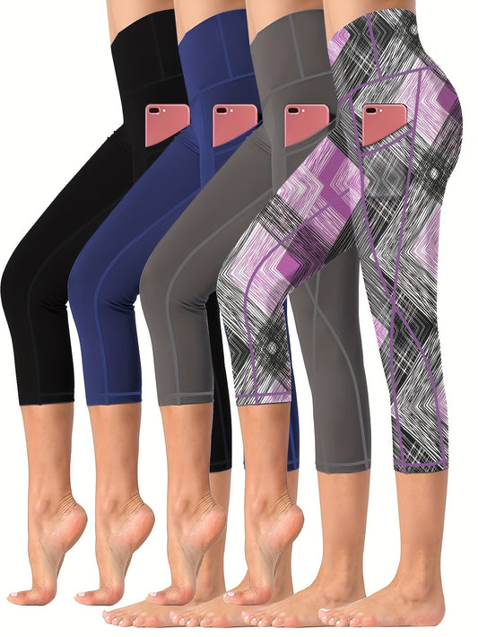High-Waisted Yoga Capris with Pockets