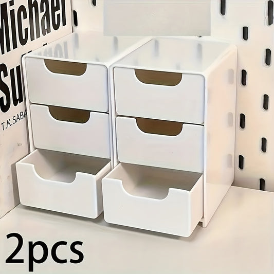 White Three-Drawer Storage Boxes for Organization
