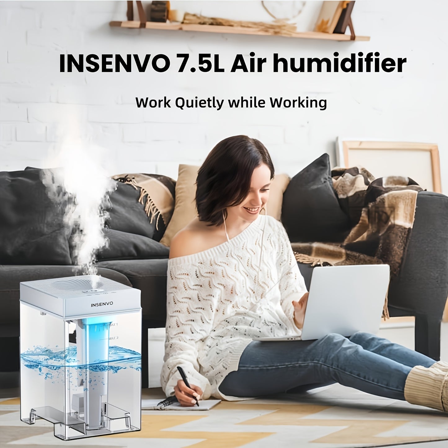 Grey Cold Mist Humidifier with Adjustable Speeds