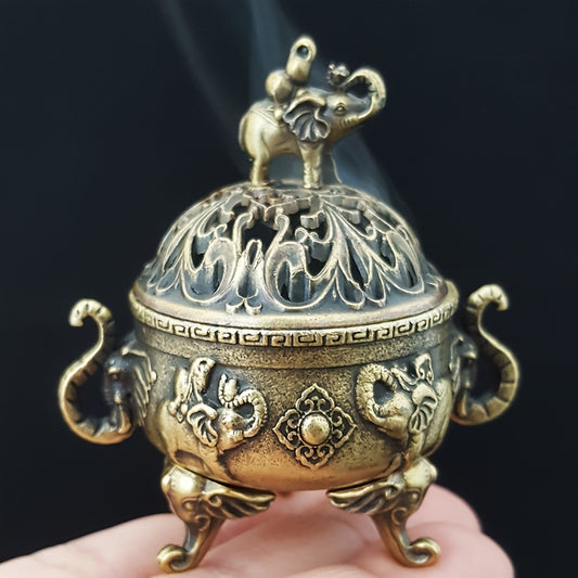 Elegant Metal Elephant Incense Burner Decor