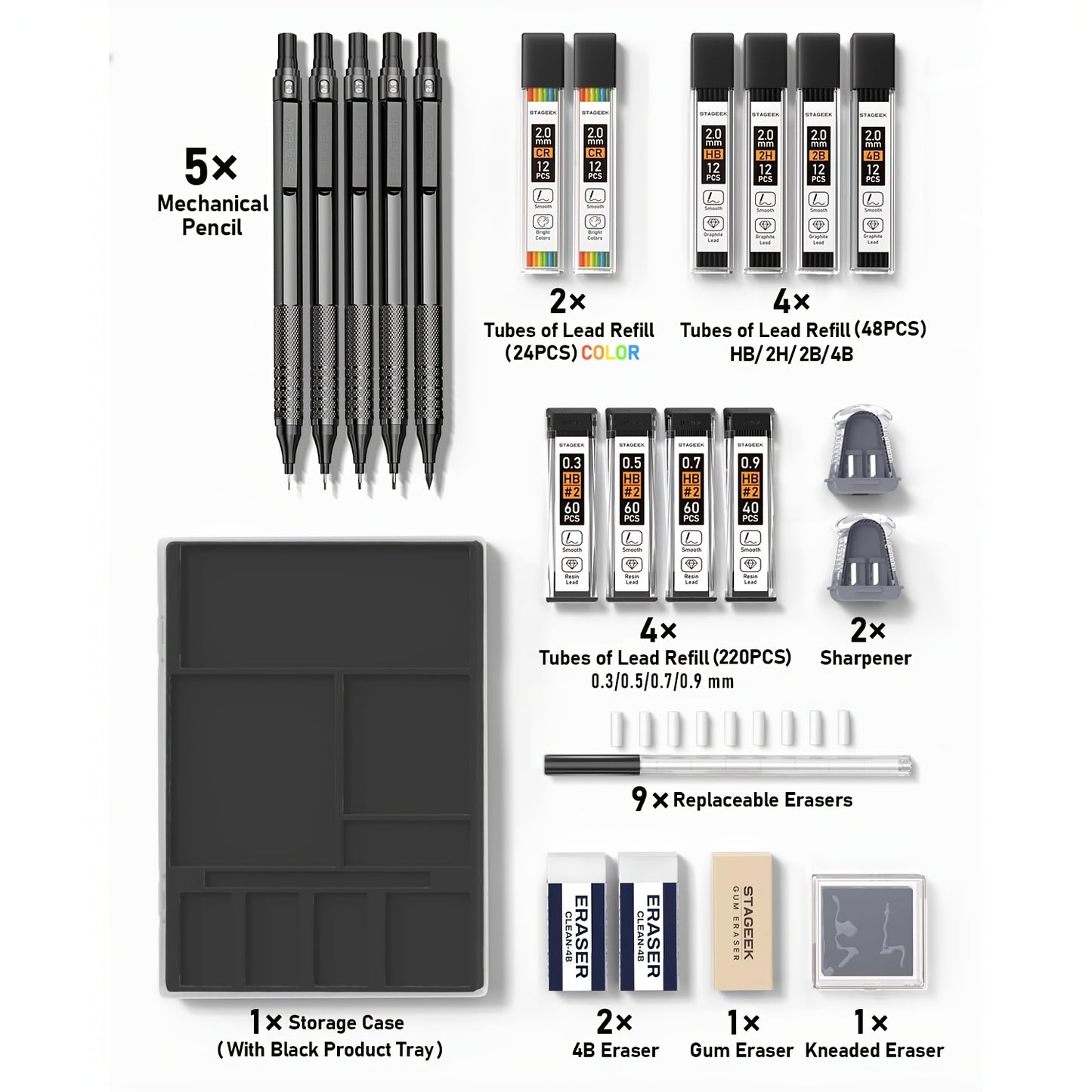 37 Piece Art Mechanical Pencil Set