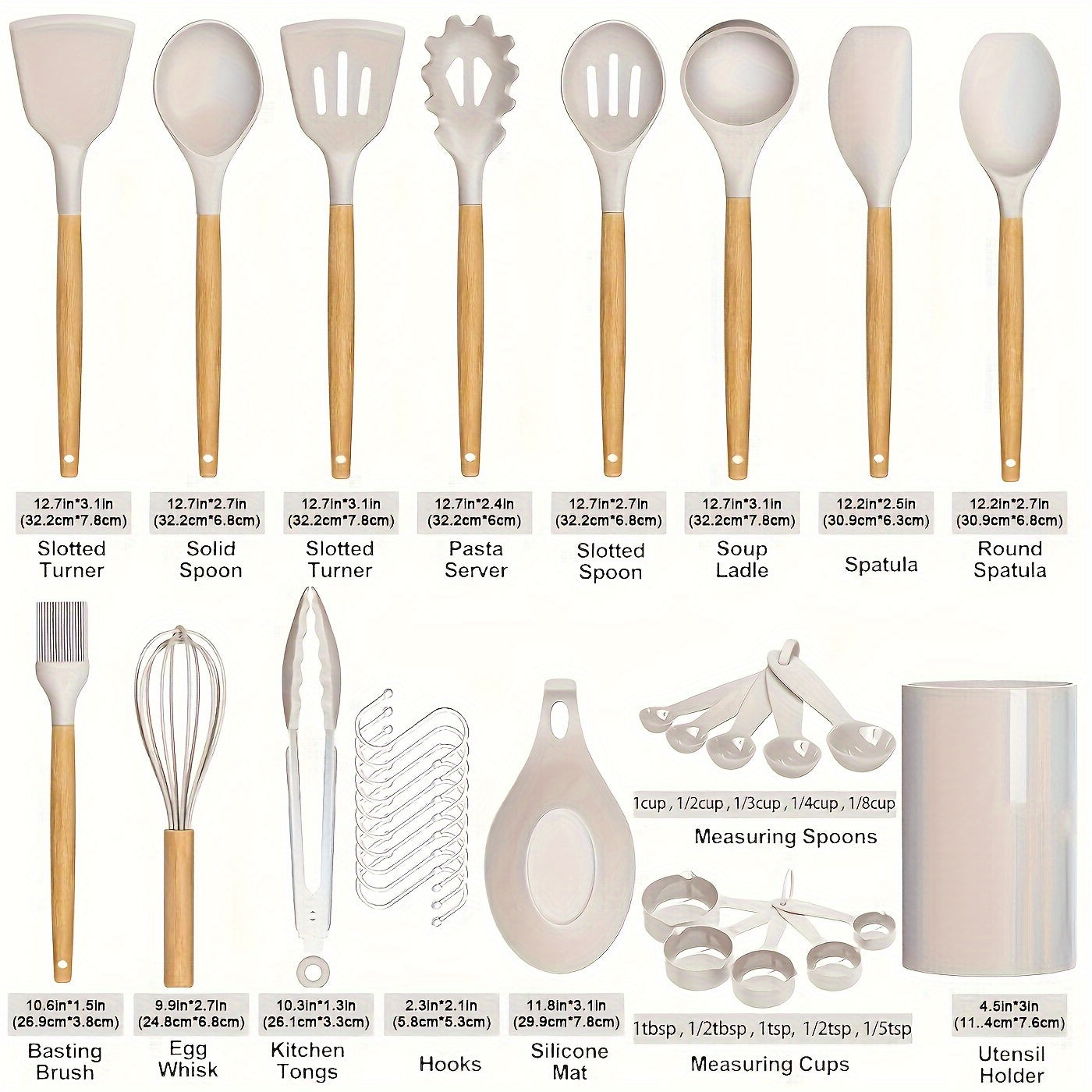 Silicone Kitchen Utensil Set 33 Pieces