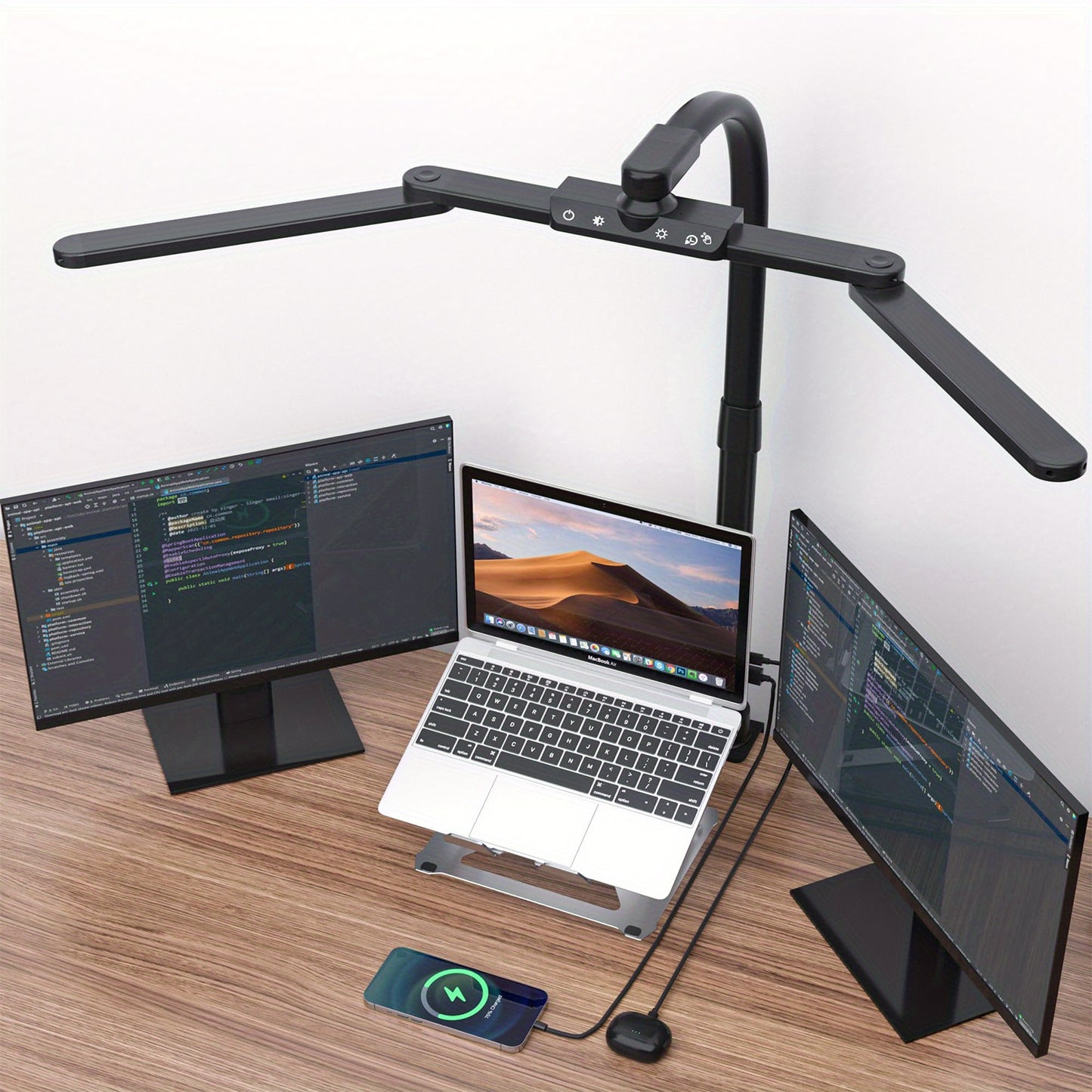 SuperDanny 3-Fold Desk Lamp With USB Ports