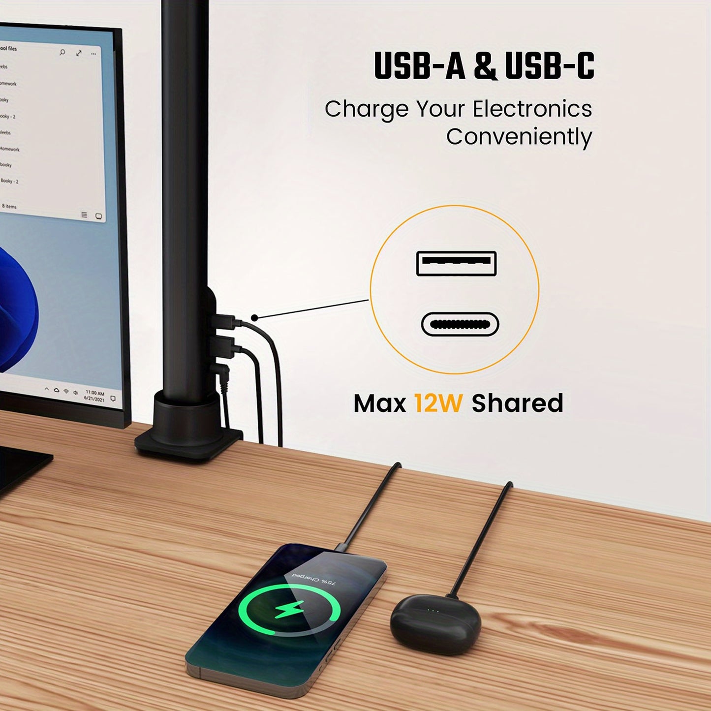 SuperDanny 3-Fold Desk Lamp With USB Ports