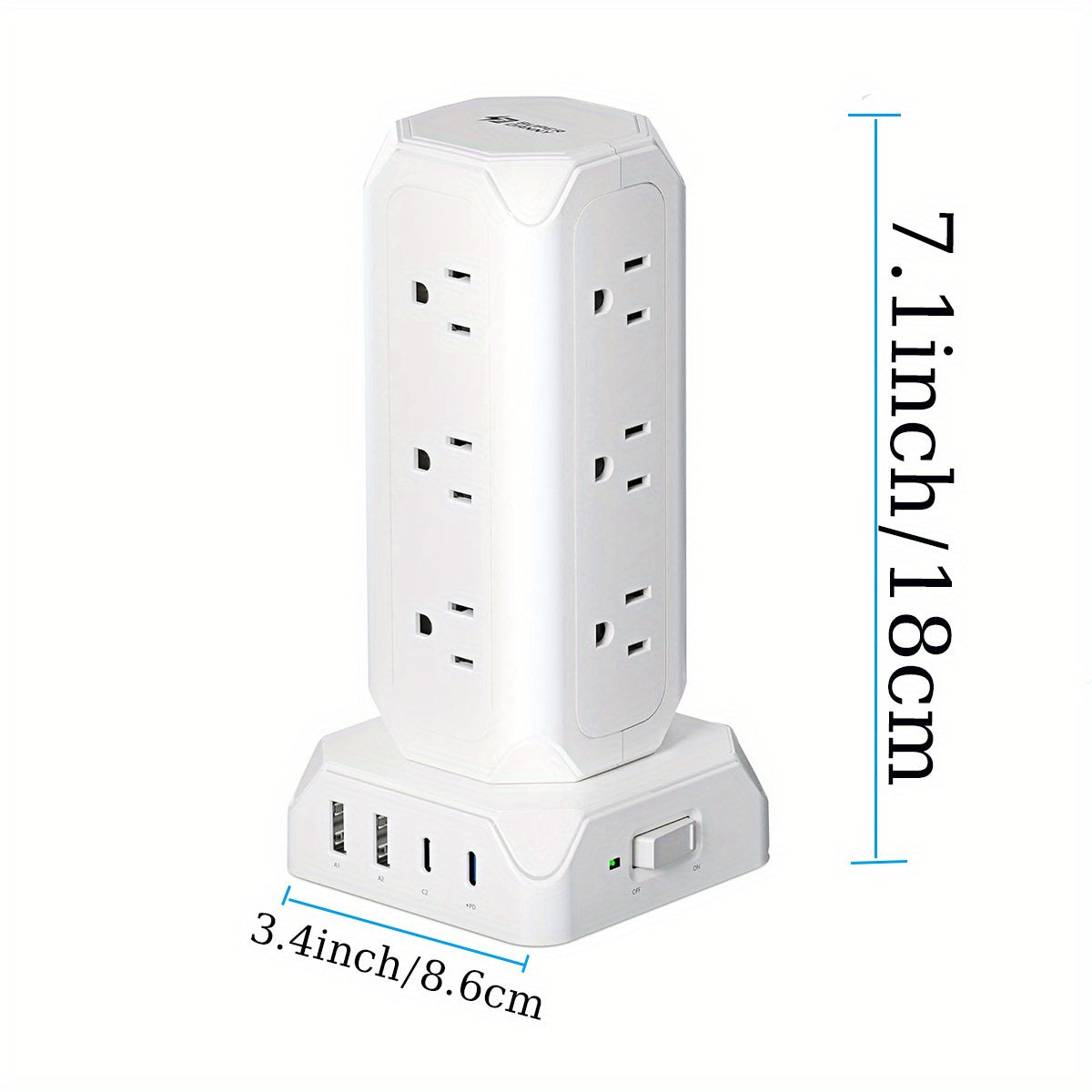 SuperDanny 12 Outlet Power Strip Tower