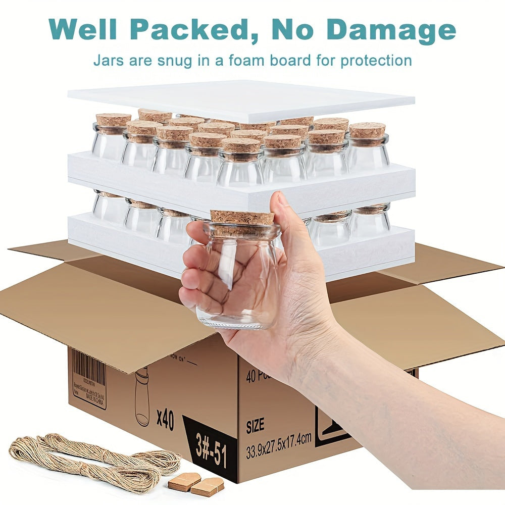 40pcs Glass Candy Jars with Cork Lids