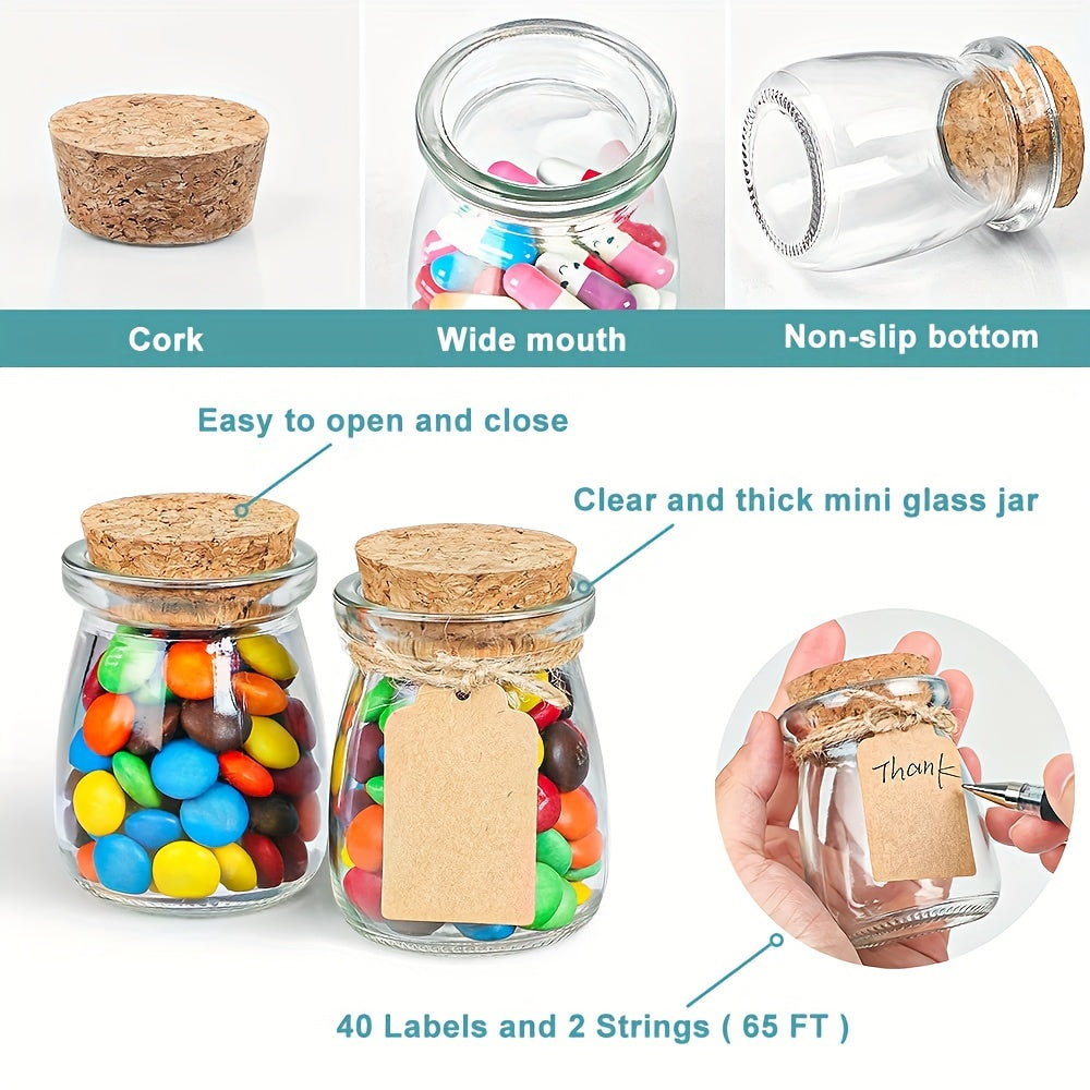 40pcs Glass Candy Jars with Cork Lids