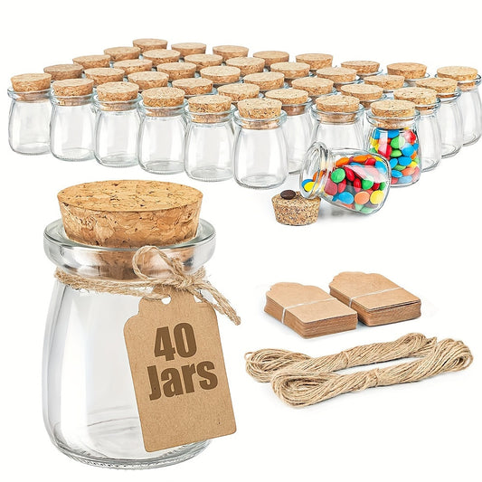 40pcs Glass Candy Jars with Cork Lids