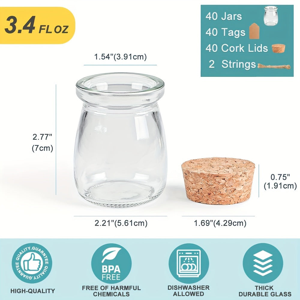 40pcs Glass Candy Jars with Cork Lids