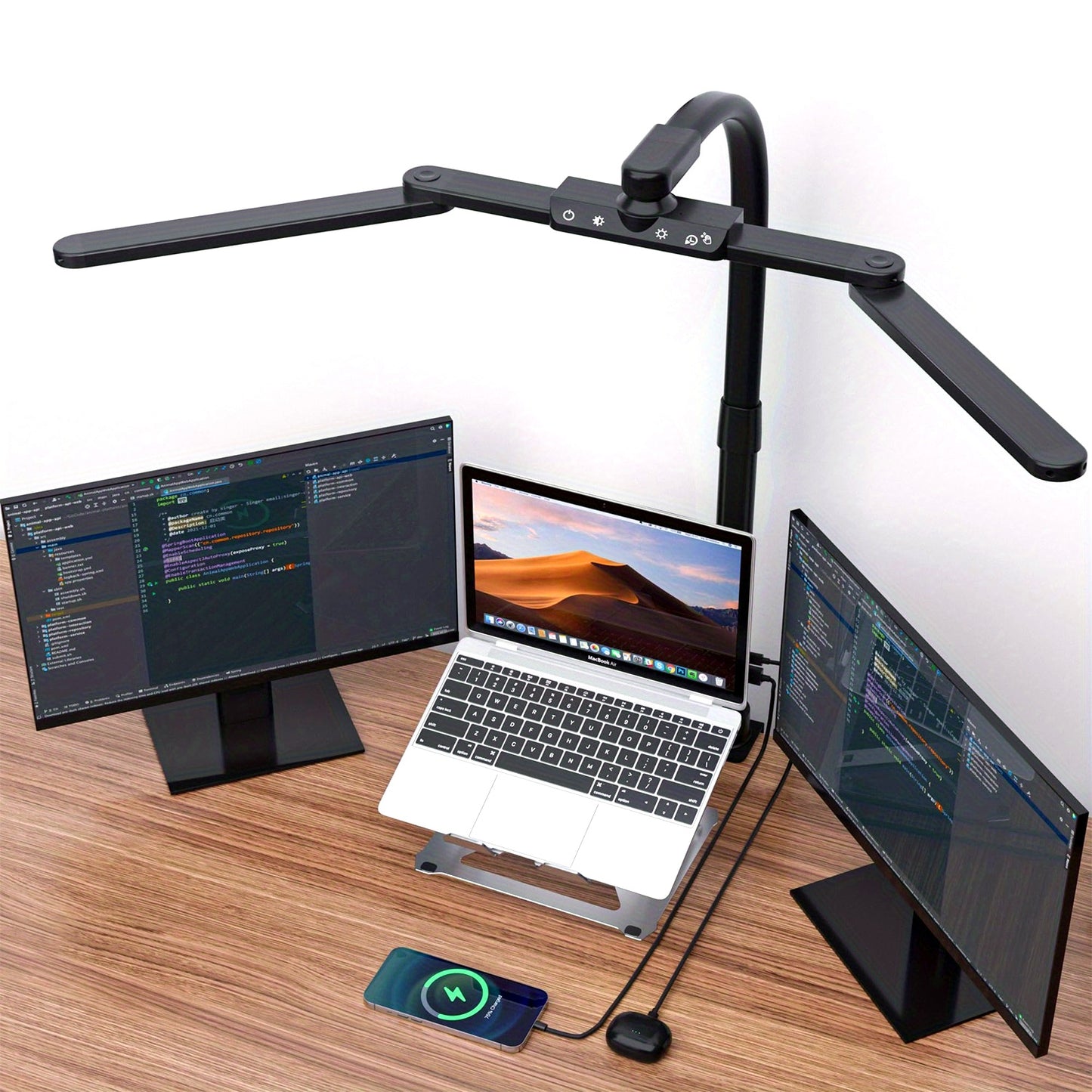 SuperDanny 3-Fold Desk Lamp With USB Ports