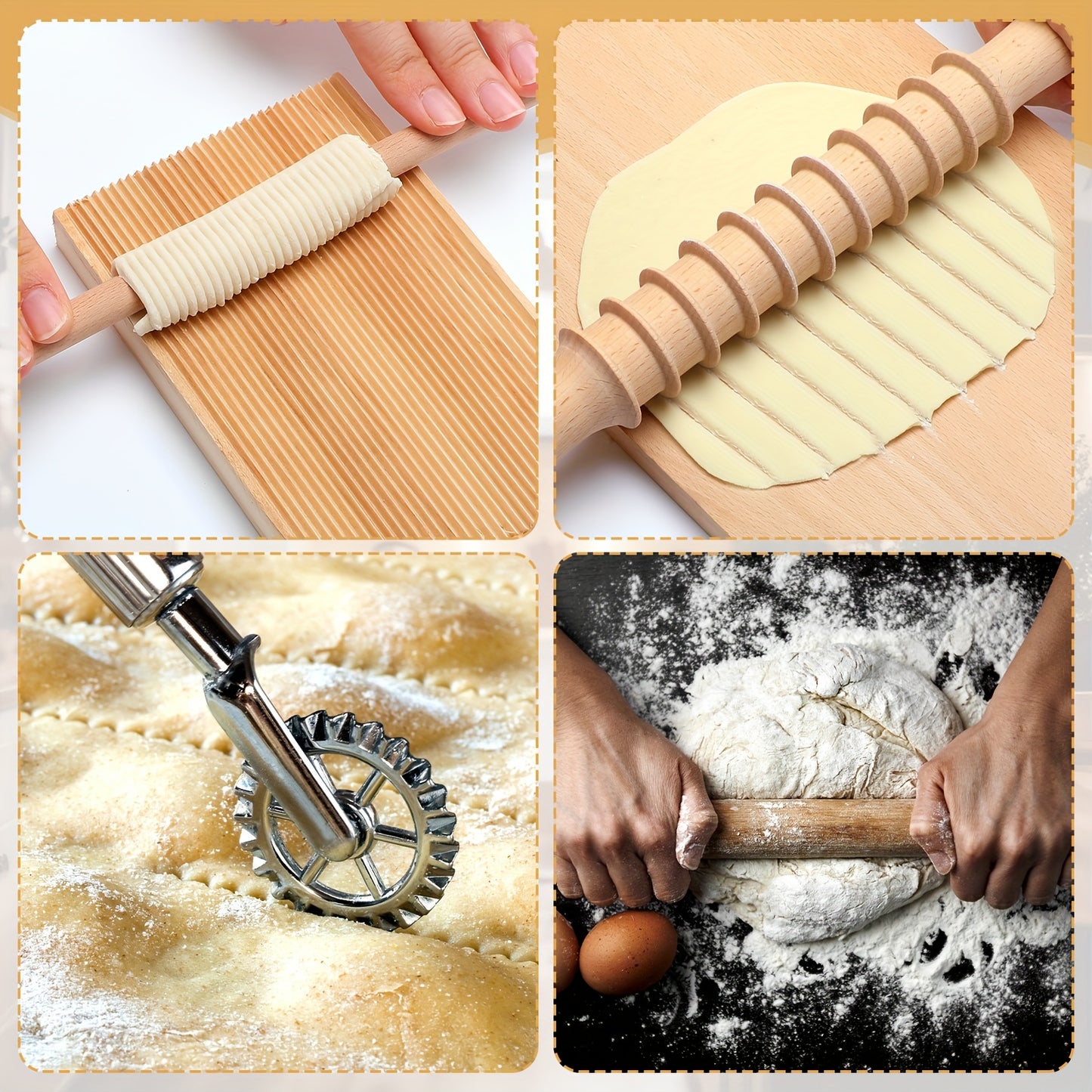 Pasta Making Tool Set with Wooden Accessories