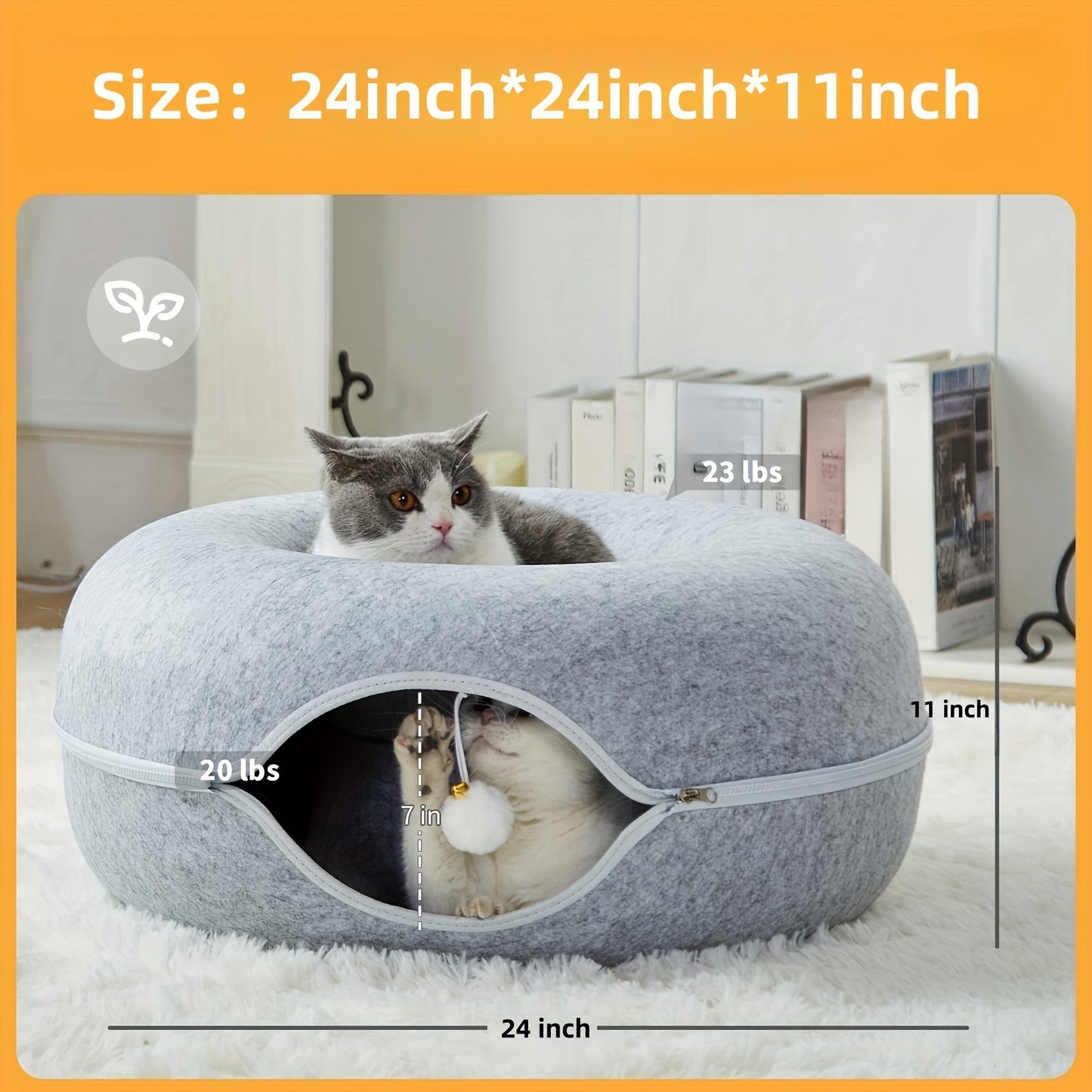Peekaboo Cat Cave Donut Tunnel Bed