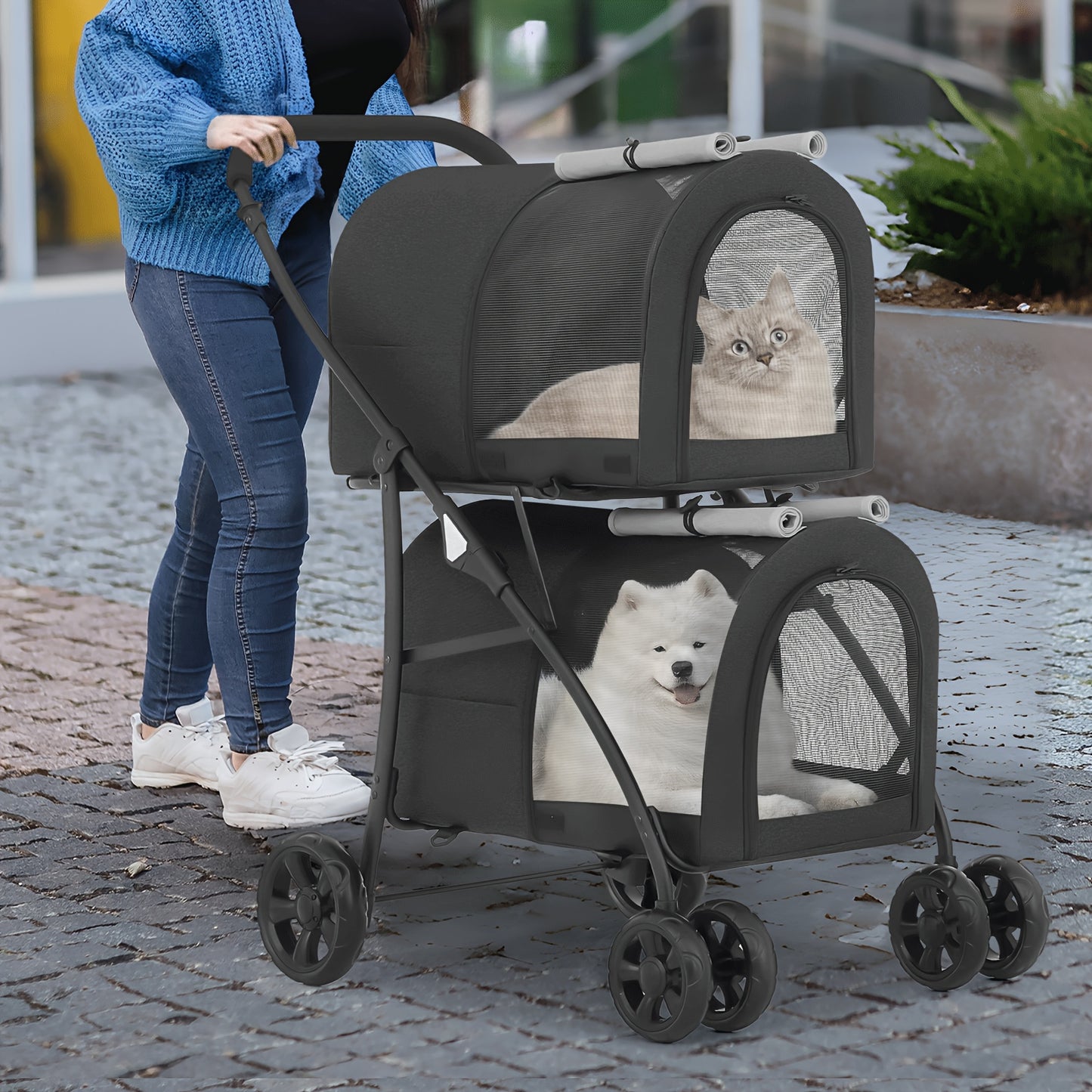 MoNiBloom Double Dog Stroller With Carrier Bags
