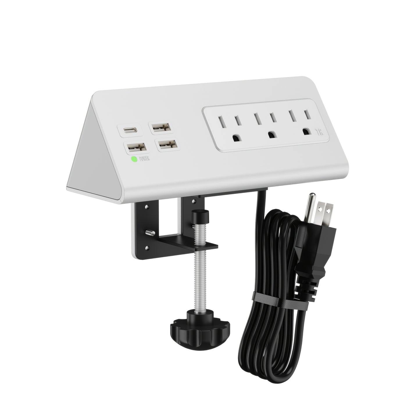 Desk Edge Mount Power Strip with USB Ports