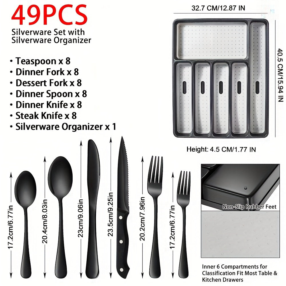 Black Modern Stainless Steel Silverware Set