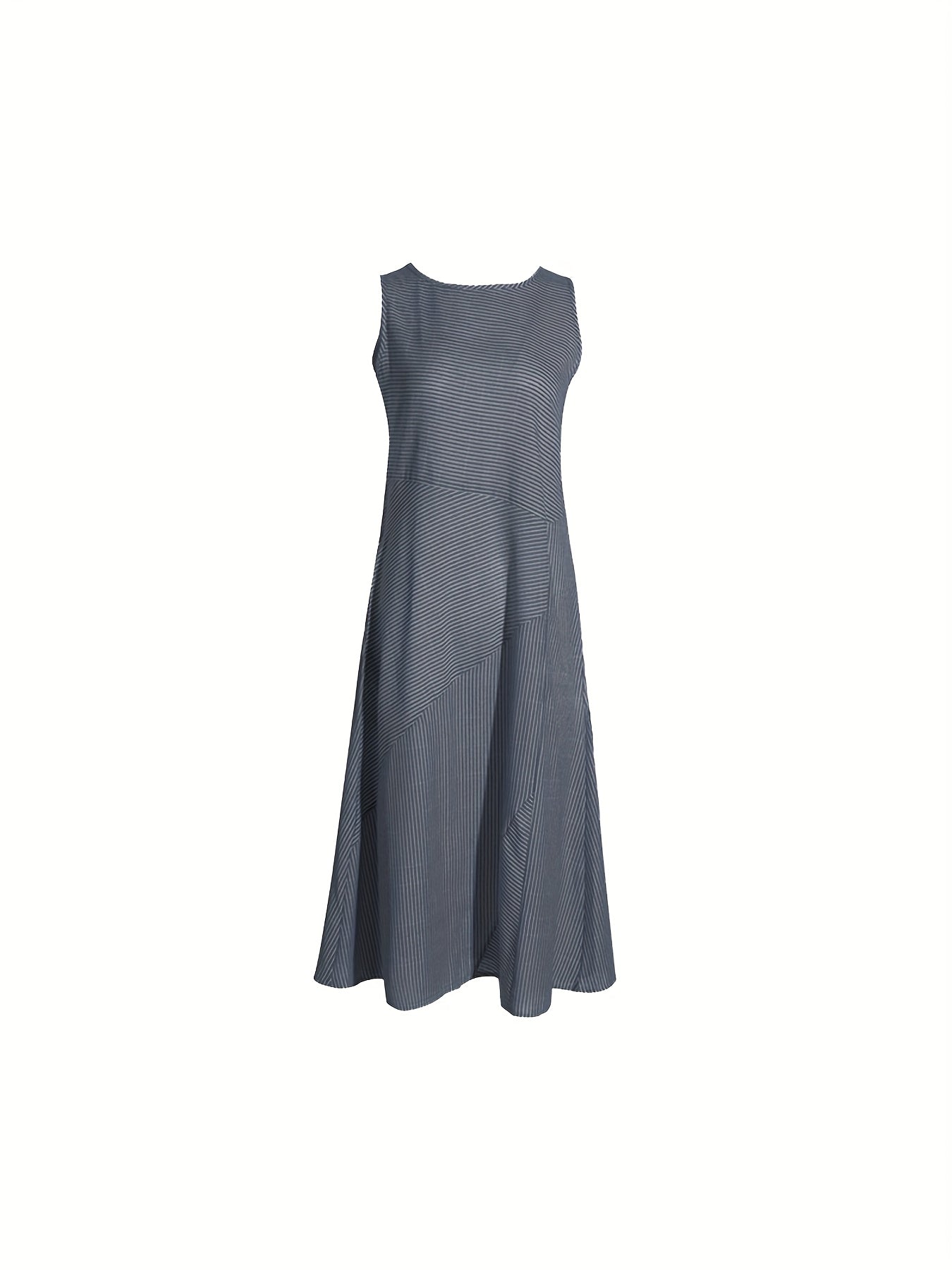 Womens Striped Midi Dress with Pockets