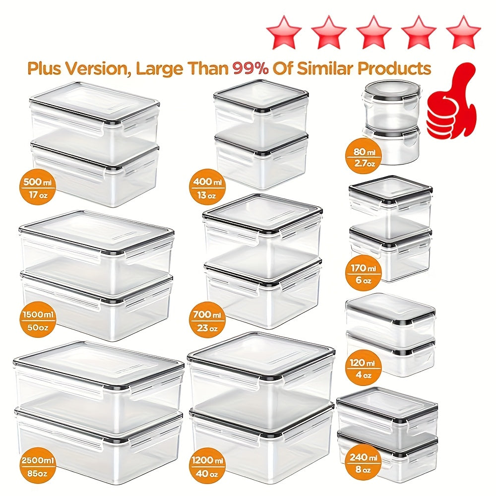 Large Capacity Food Storage Container Set - Leak-Proof, Reusable Plastic Lunch Boxes with Lids, Ideal for Fruits, Vegetables, and Snacks, Perfect for Refrigerator, Microwave, and Dishwasher Use, Kitchen Organization | Stackab