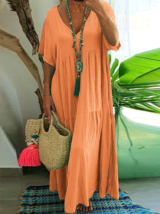 Women's Plus Size V-Neck Midi Dress