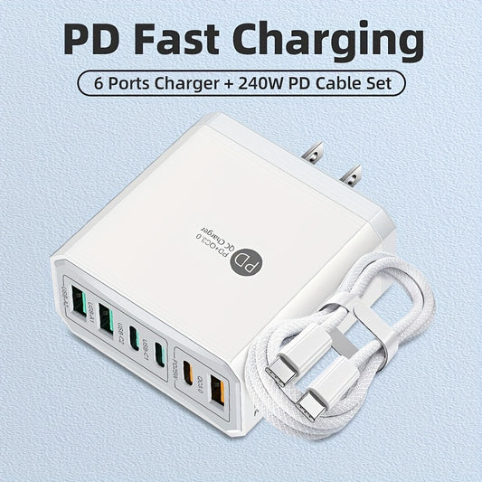 6 Ports Fast Charging Adapter and Cable Set