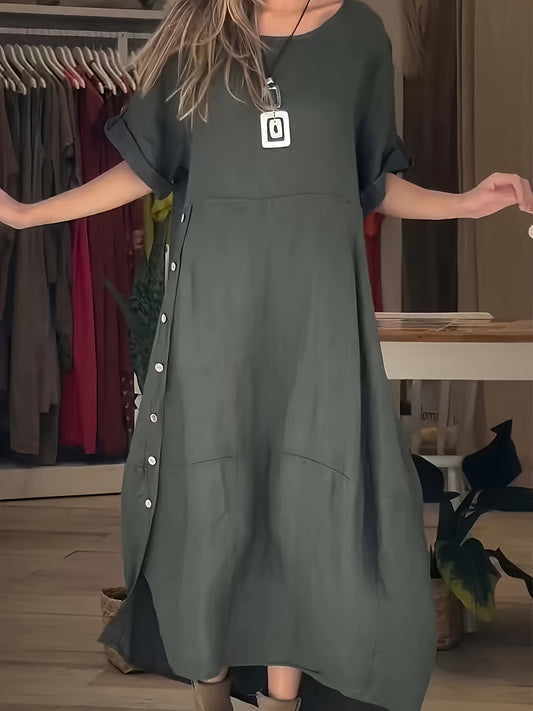 Plus Size Women's Casual Linen Dress