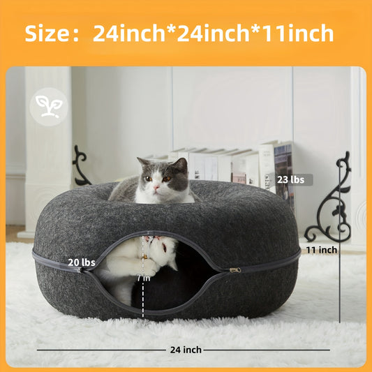 Peekaboo Cat Cave Donut Tunnel Bed