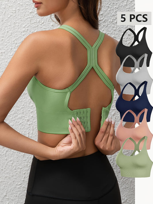 High-Support Wireless Sports Bra 5pcs Set