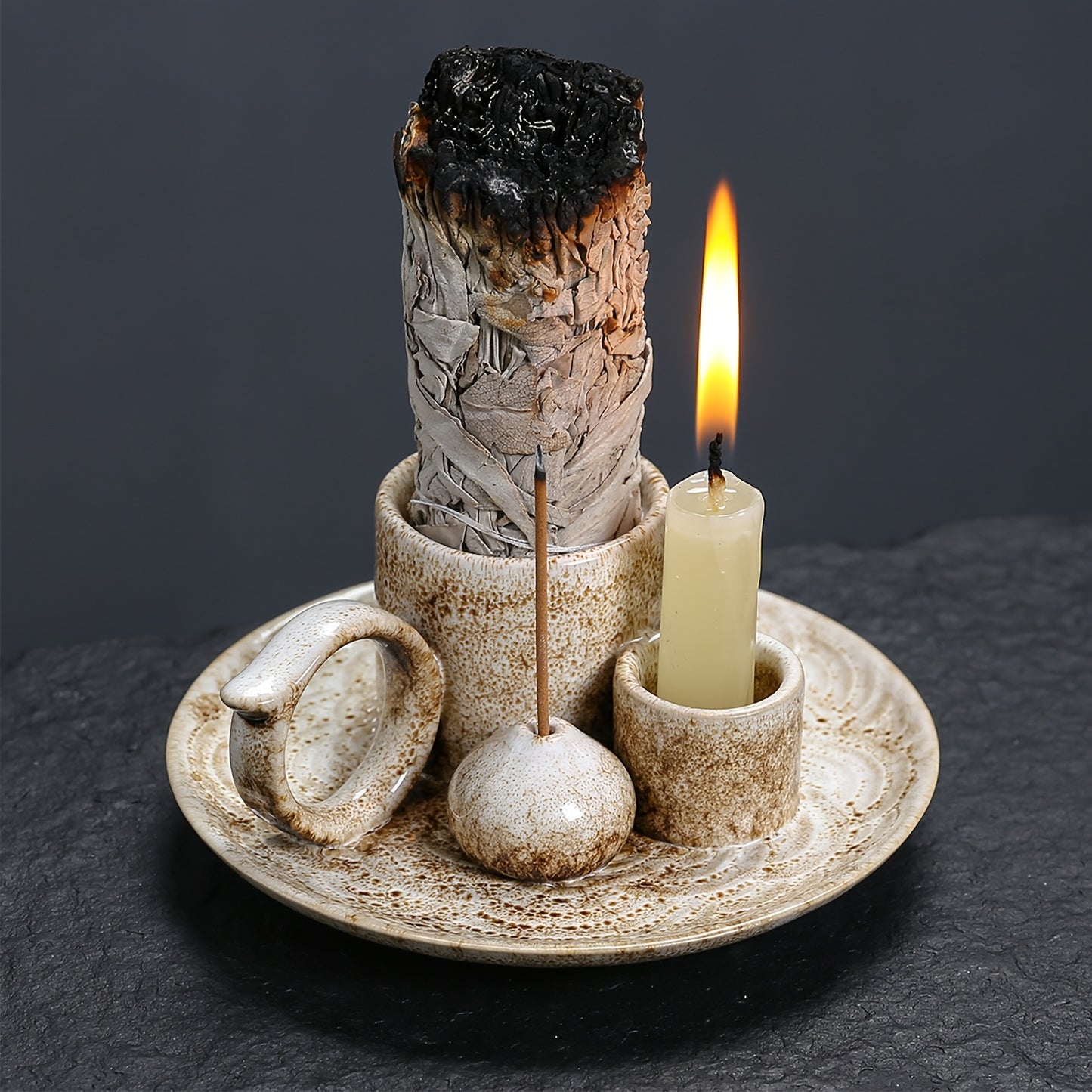 Premium Ceramic Incense Burner With Handle