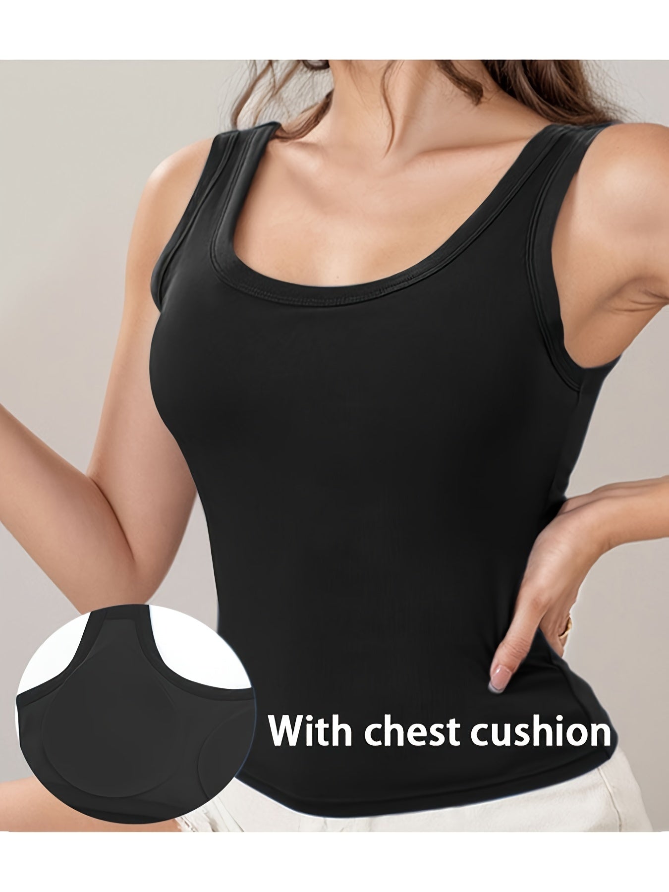 3pcs Women's Camisole Tops with Built-In Bra